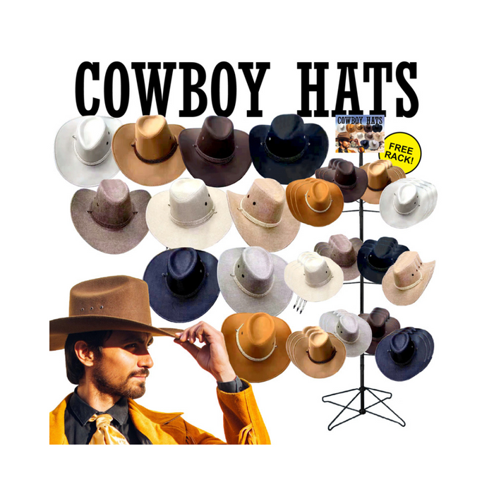 72pc Cowboy Hat Display