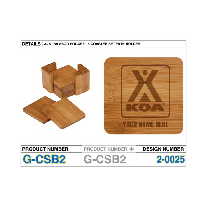 KOA Logo Bamboo Coaster Set