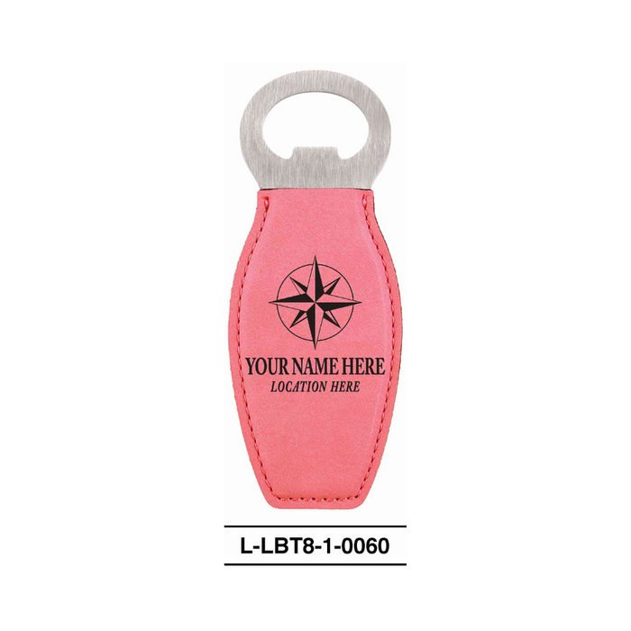 LEATHERETTE BOTTLE OPENER MAGNET - "COMPASS"