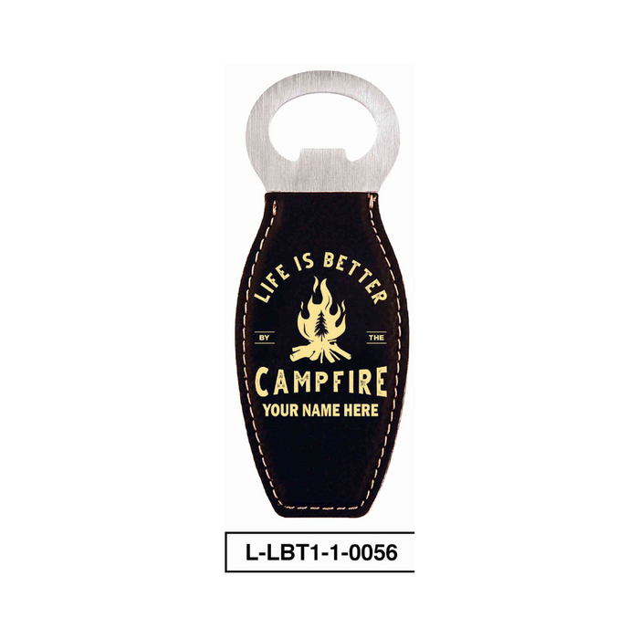 LEATHERETTE BOTTLE OPENER MAGNET - "LIFE IS BETTER"