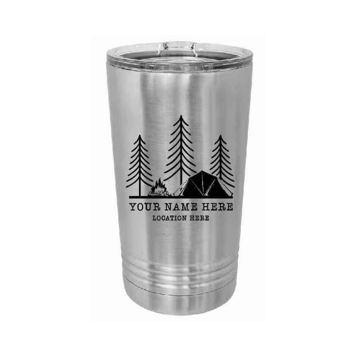 'CAMP SCENERY' POLAR CAMEL 16oz VACUUM INSULATED TUMBLER WITH CLEAR LID -