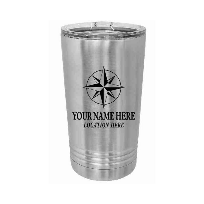 'COMPASS' POLAR CAMEL 16oz VACUUM INSULATED TUMBLER WITH CLEAR LID -