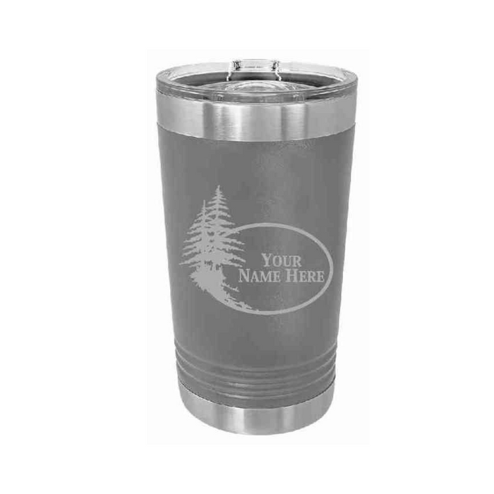 'PINE TREE'  POLAR CAMEL 16oz VACUUM INSULATED TUMBLER WITH CLEAR LID -