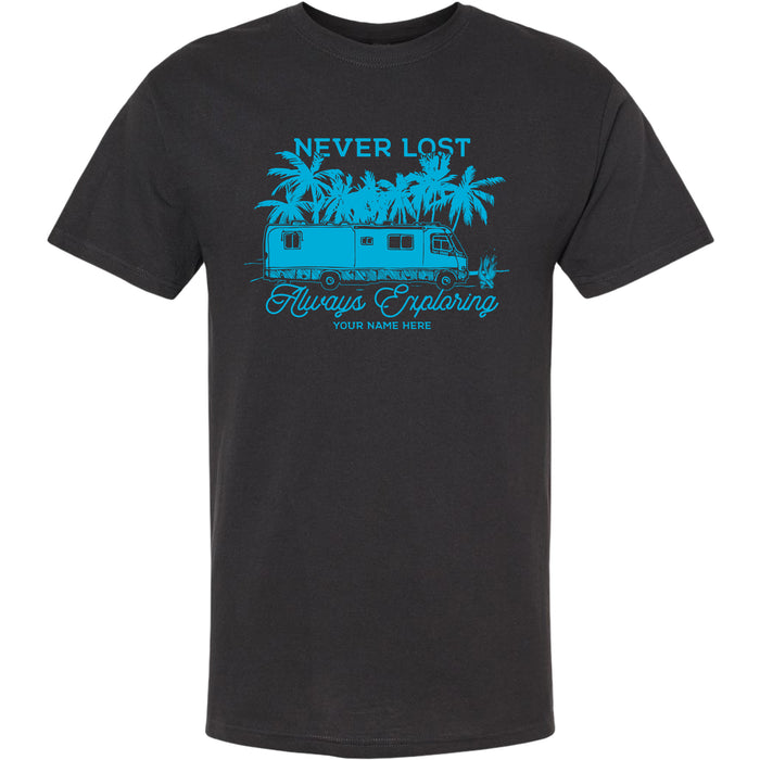 NEVER LOST ALWAYS EXPLORING (PALM TREE) T-SHIRT