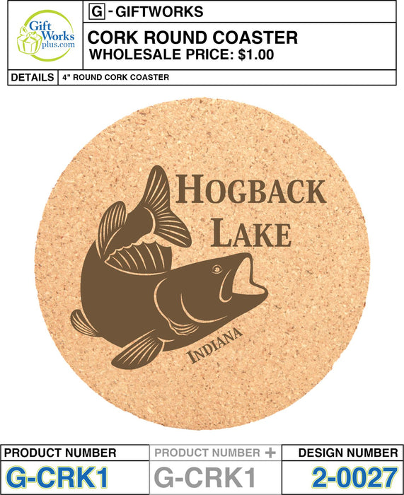 HOGBACK LAKE CORK COASTER - G-CRK1 2-0027 (24 UNITS PER CASE)