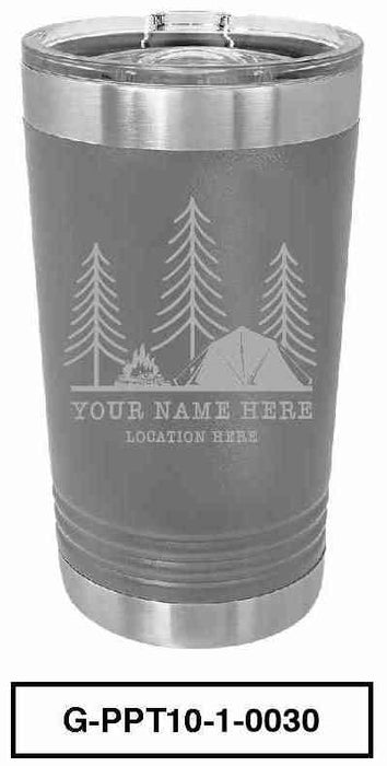 'CAMP SCENERY'  POLAR CAMEL 16oz VACUUM INSULATED TUMBLER WITH CLEAR LID -