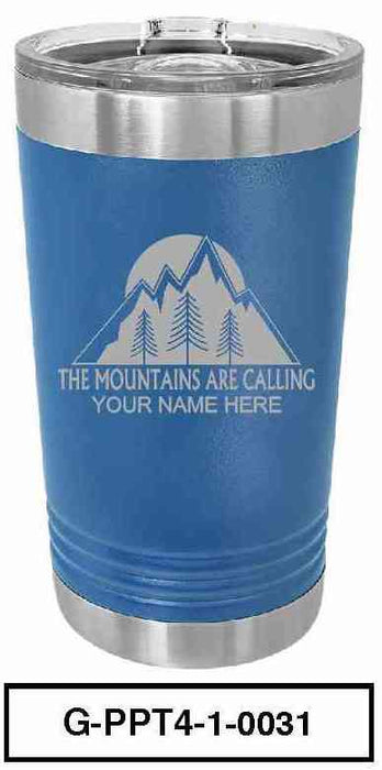 'MOUNTAINS ARE CALLING'  POLAR CAMEL 16oz VACUUM INSULATED TUMBLER WITH CLEAR LID -
