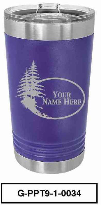 'PINE TREE'  POLAR CAMEL 16oz VACUUM INSULATED TUMBLER WITH CLEAR LID -