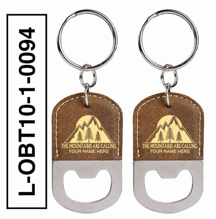 'MOUNTAINS ARE CALLING' LEATHERETTE BOTTLE OPENER KEYCHAIN
