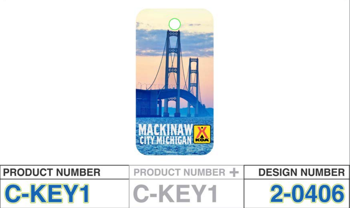 MACKINAW CITY KOA KEYCHAIN