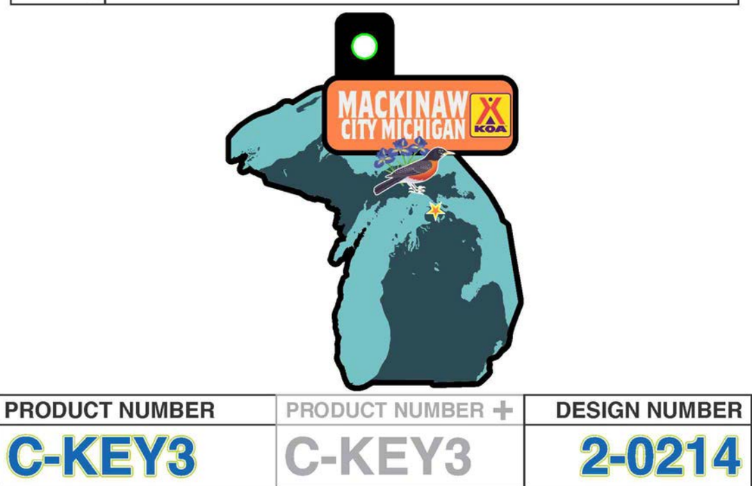 MACKINAW CITY KOA KEYCHAIN