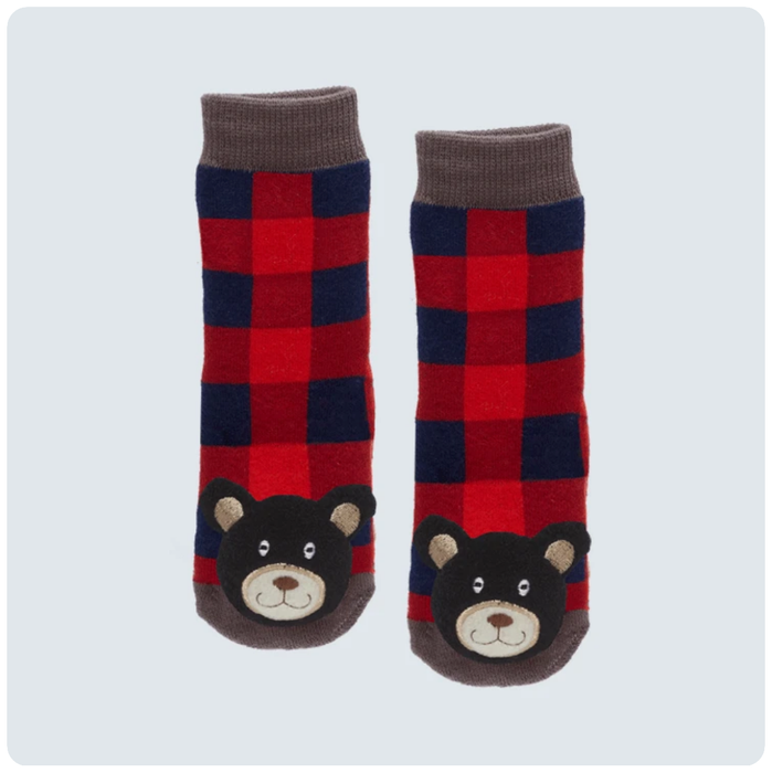 MESSY MOOSE PLAID BEAR SOCKS - 27064