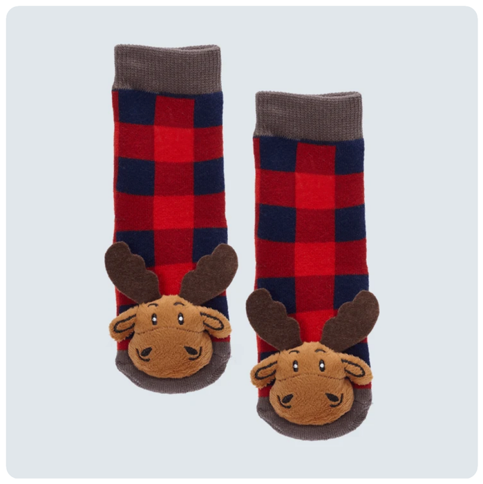 MESSY MOOSE PLAID MOOSE SOCKS - 27054