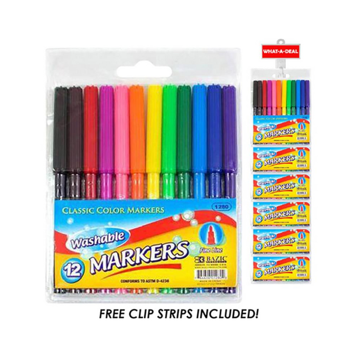 24pc 12 Water Color Markers with 2 clip strip