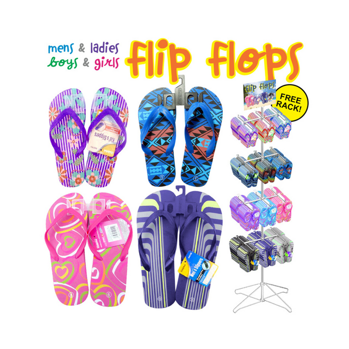 144pc Boys / Girls / Mens / Ladies Flip Flops Display