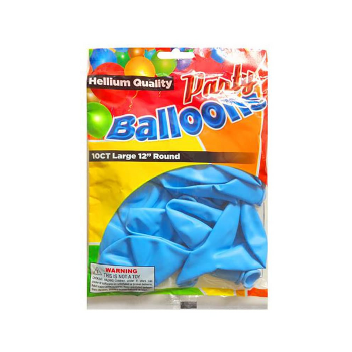 10 Pc 12" Blue Round Balloons