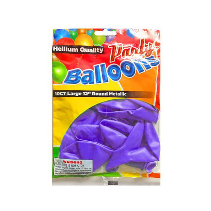 10 Pc 12" Purple Round Balloons