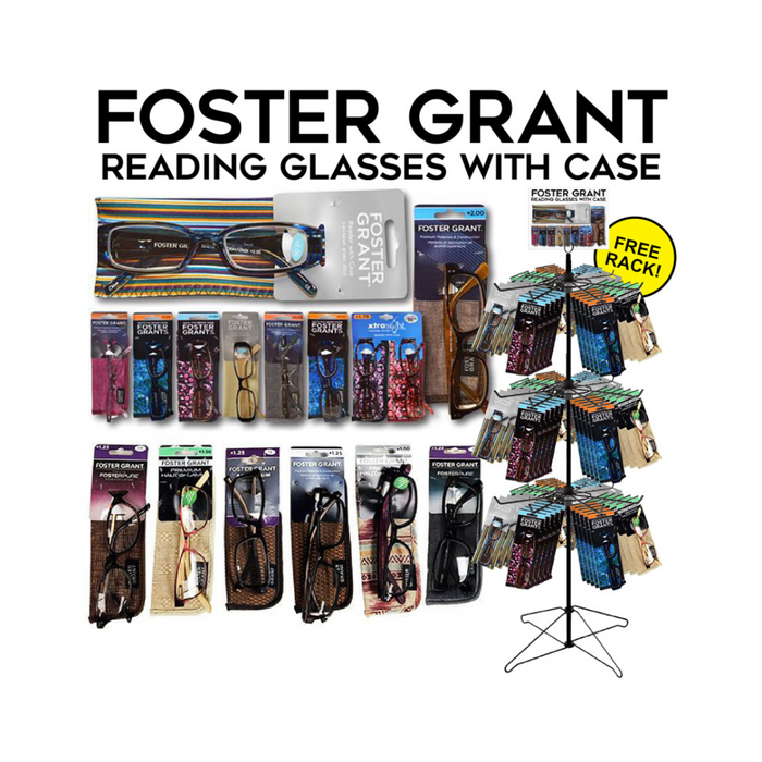 150pc Foster Grant Reading Glasses with Case & Display Prescription Glasses