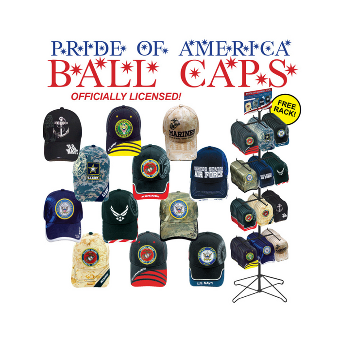 Officially Licensed Military Hat 96 pc Display