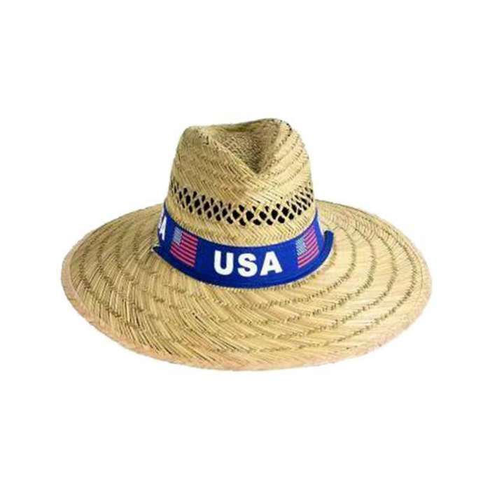 Straw Hat with USA Ribbon