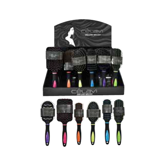 Hair Brushes with Display Box 6 styles | 36 Pc min