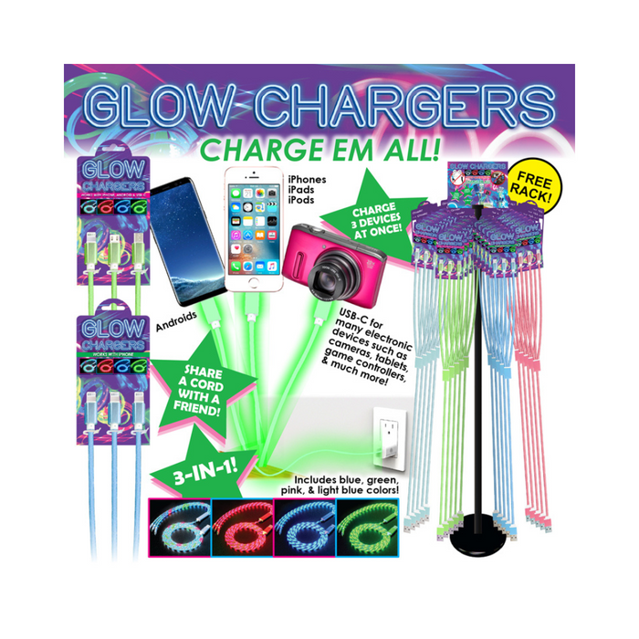 Glowing Triple Charger Cord w/ Optional Display