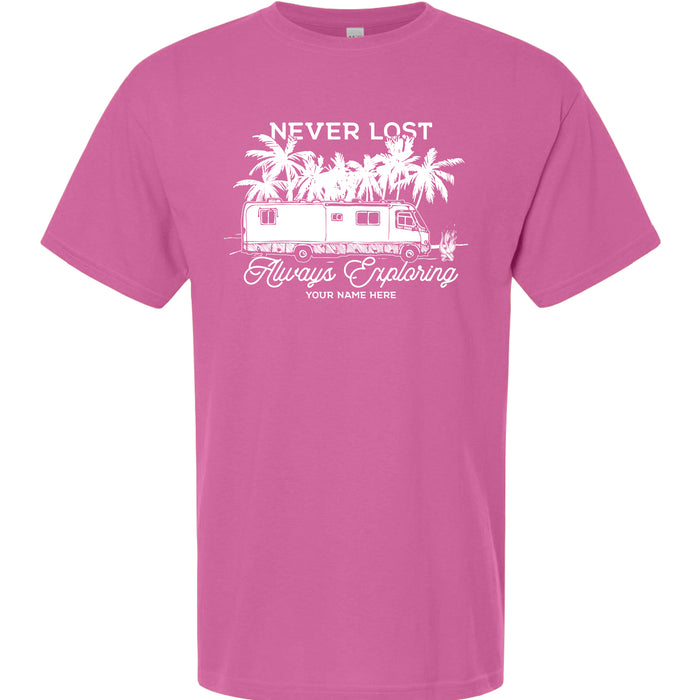 NEVER LOST ALWAYS EXPLORING (PALM TREE) T-SHIRT