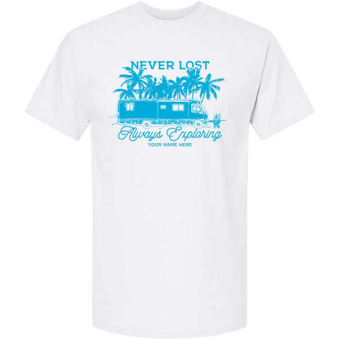NEVER LOST ALWAYS EXPLORING (PALM TREE) T-SHIRT